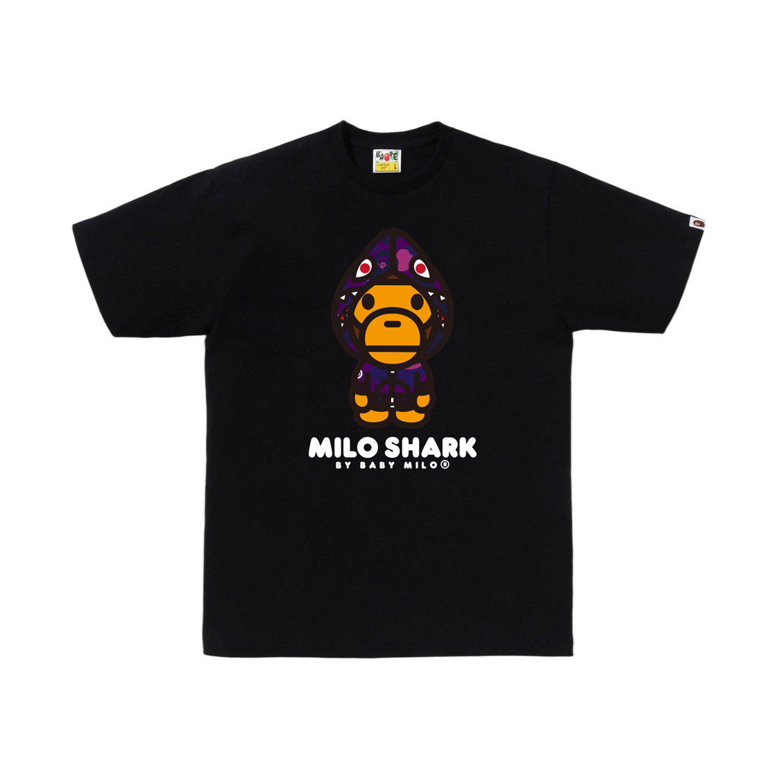 - BAPE Color Camo Milo Shark FZH T-Shirt Black Purple