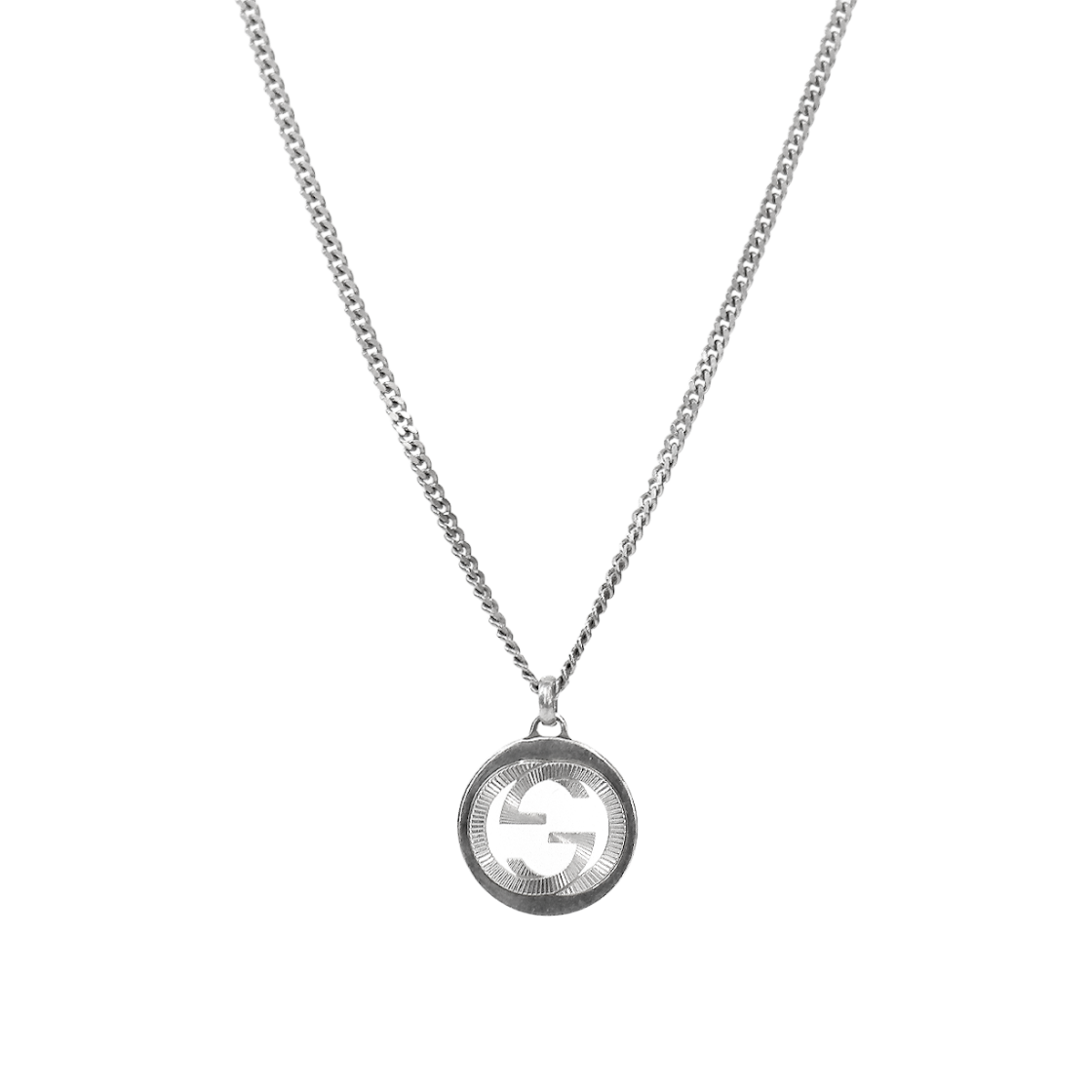 ITGL4P9NP78E Gucci Round Interlocking G Silver Necklace A-B63791