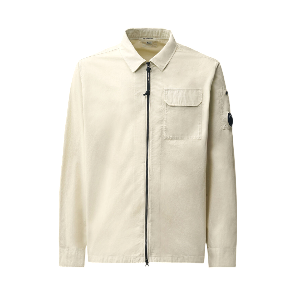 21CMOS705A110143G120 C.P. Company Organic Gabardine Lens Zipped Overshirt Silver Birch - 26FW
