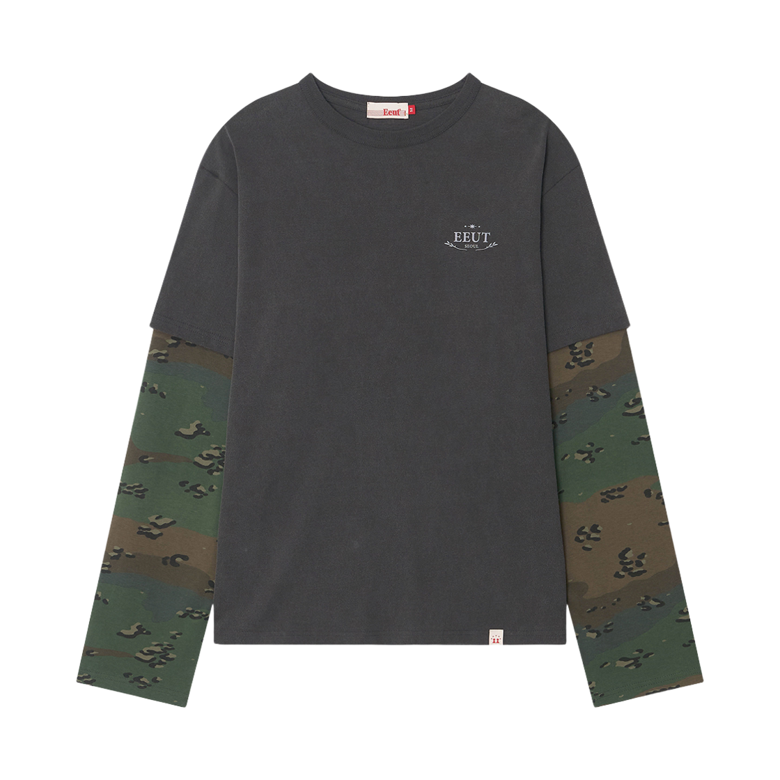 이우트 카모 레이어드 슬리브 티셔츠 차콜(EEUT Camo Layered Sleeve T-Shirt Charcoal)