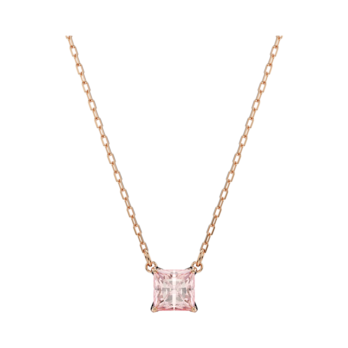 5754233 (W) Swarovski Stilla Pendant Square Cut Pink 18K Rose Gold Finish