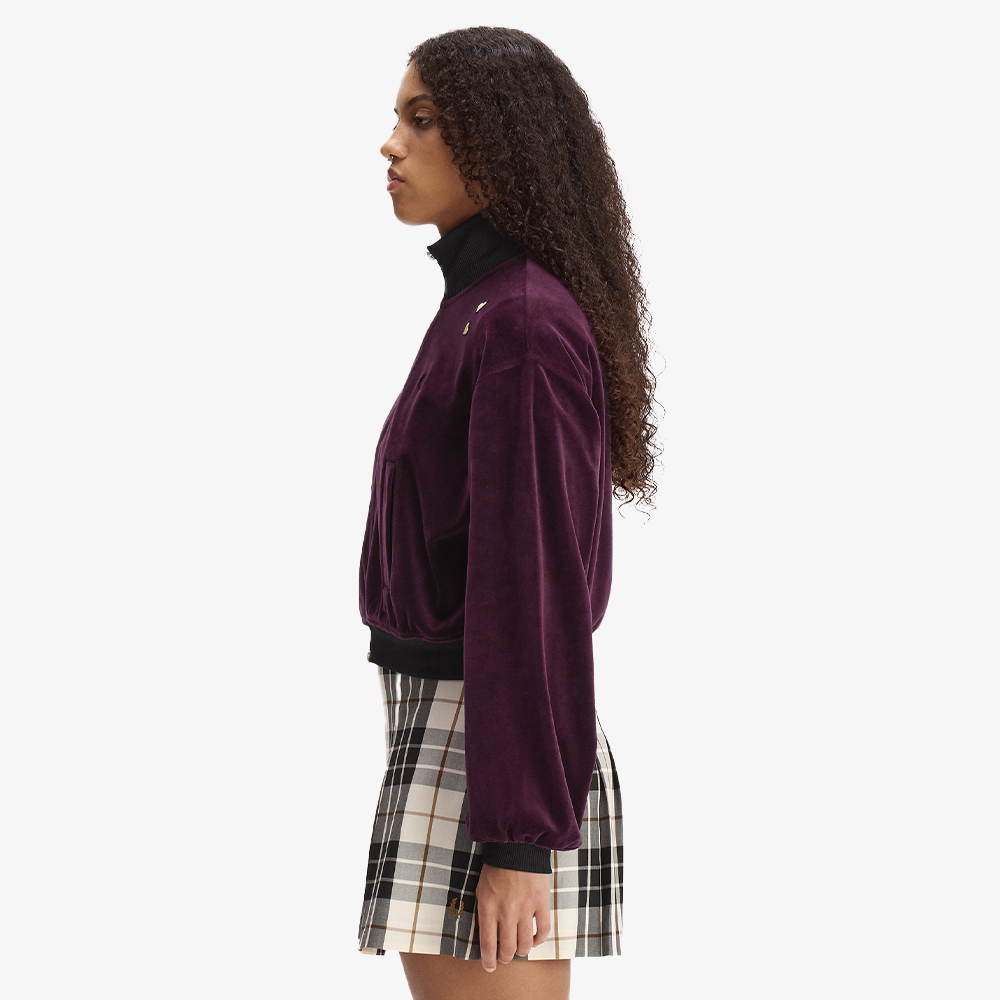 프레드페리 x 에이미와인하우스 오버사이즈드 벨루어 트랙 재킷 플럼(Fred Perry x Amy Oversized Velour Track Jacket Plum) - 3
