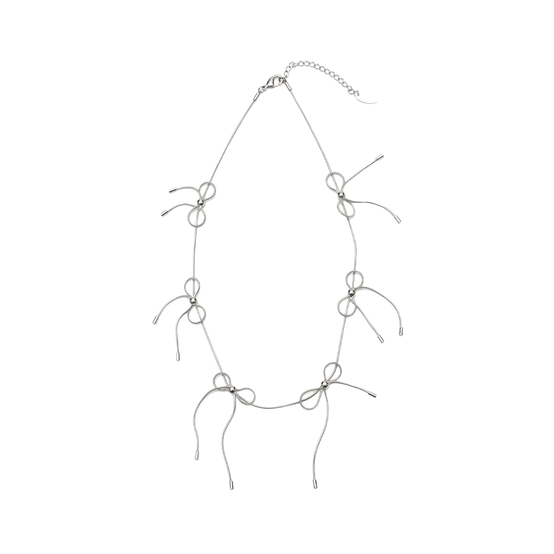 라츠유 리본 봉 체인 네크리스 실버(LOTS YOU Ribbons bon chain necklace Silver)