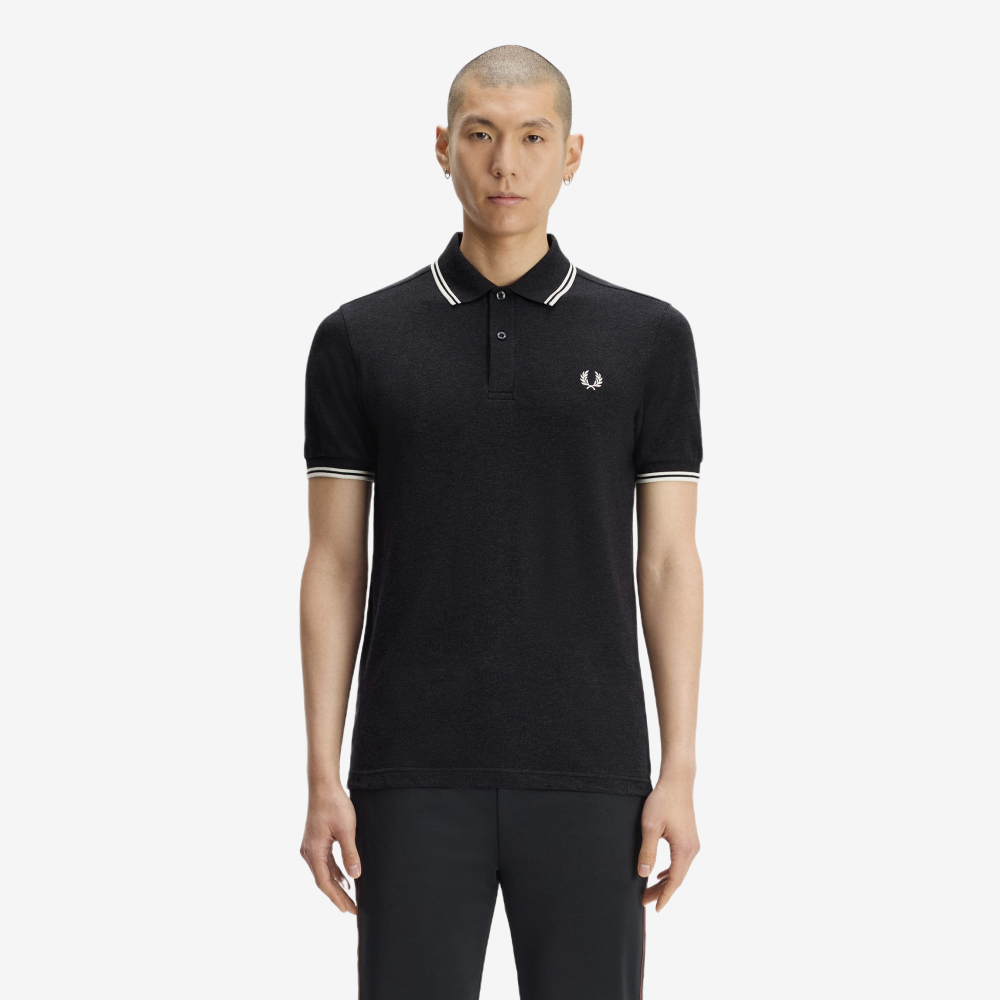 프레드페리 M3600 트윈 팁 프레드페리 셔츠 차콜말 에크루(Fred Perry M3600 Twin Tipped Fred Perry Shirt Charcoal Marl Ecru) - 2