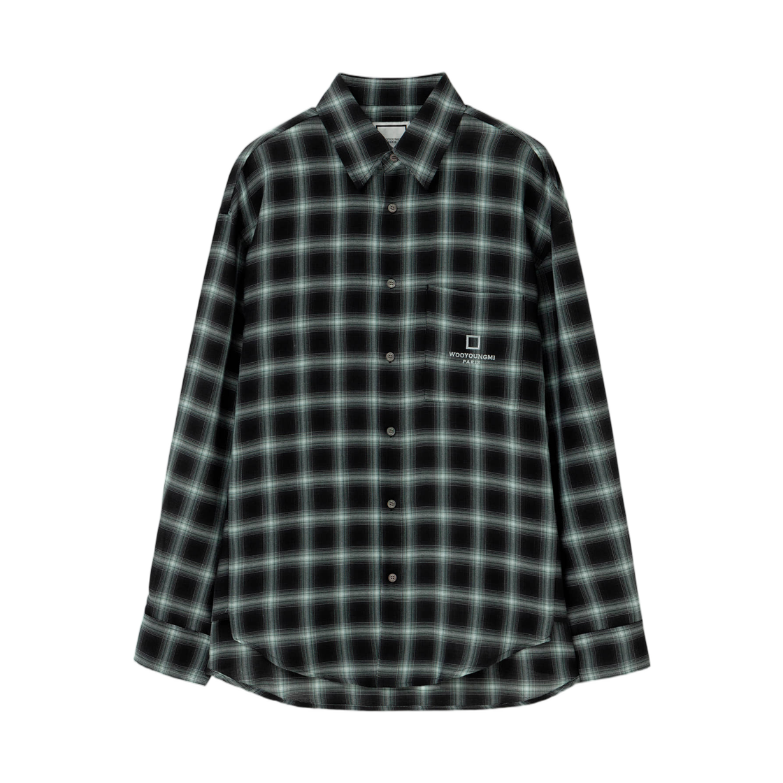 W261SH06876B Wooyoungmi Gradient Check Shirt Black - 26SS