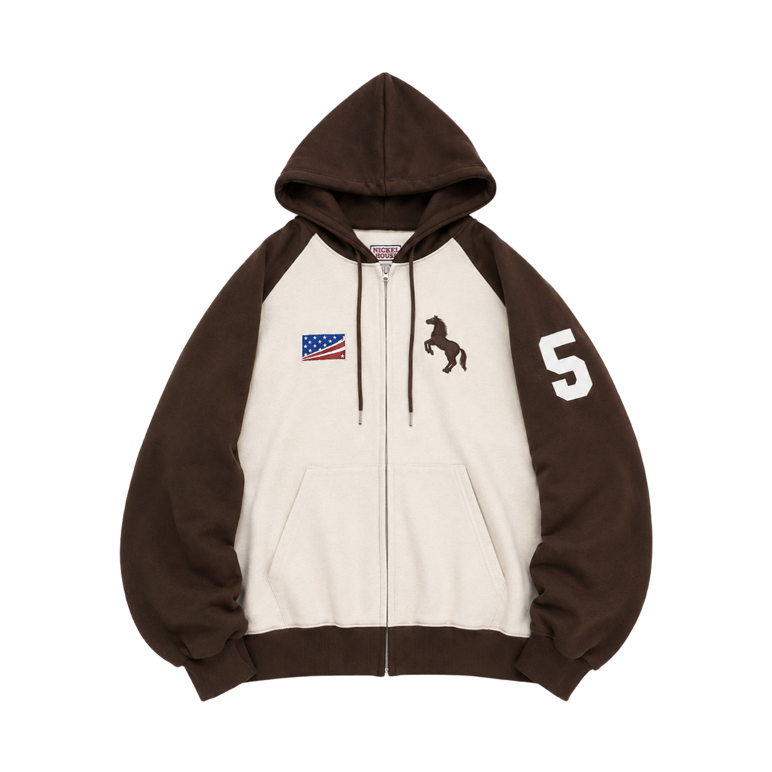 닉켈 동키 나그랑 후드집업 브라운(NICKEL DONKEY RAGLAN ZIP_UP BROWN)