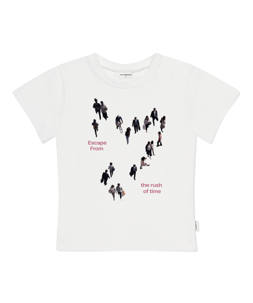 E261STS156IV Escapefrom Rush of Time Print Slim Fit T-Shirt Ivory