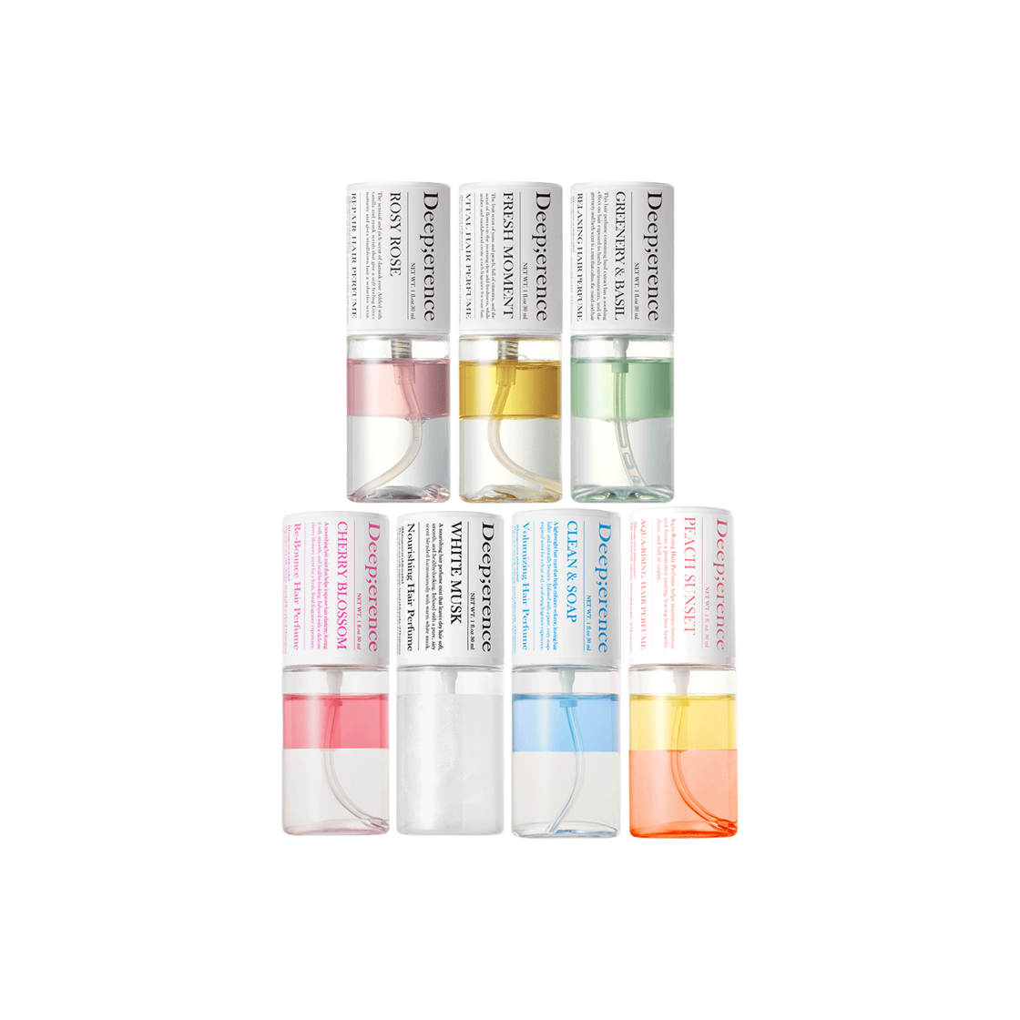 딥퍼랑스 퍼퓸 헤어미스트 30ml 7종 택1 (로지로즈/프레쉬모먼트/그리너리&바질/체리블라썸/화이트머스크/클린앤솝/피치선)(Deeperence Perfume Hair Mist 30ml – Choose 1 of 7 (Rosy Rose / Fresh Moment / Greenery & Basil / Cherry Blossom / White Musk / Clean & Soap / Peach Sunset)) - 1