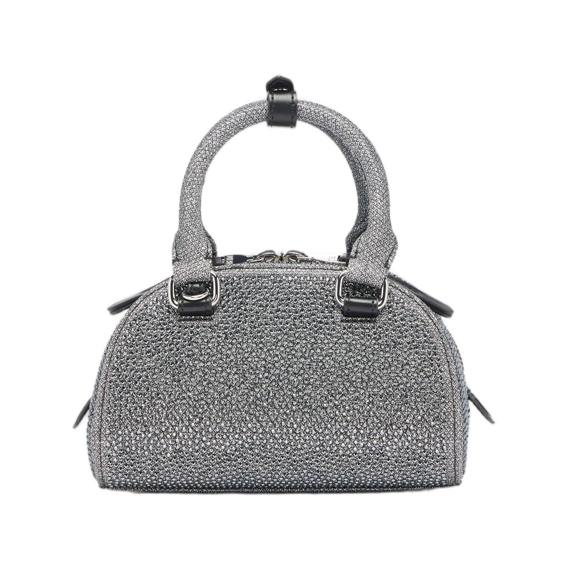 디젤 원디알 돔 스몰 볼링백 크리스탈 루렉스 블랙 실버(Diesel 1DR Dome Small Bowling Bag In Crystal Lurex Black Silver) - 2