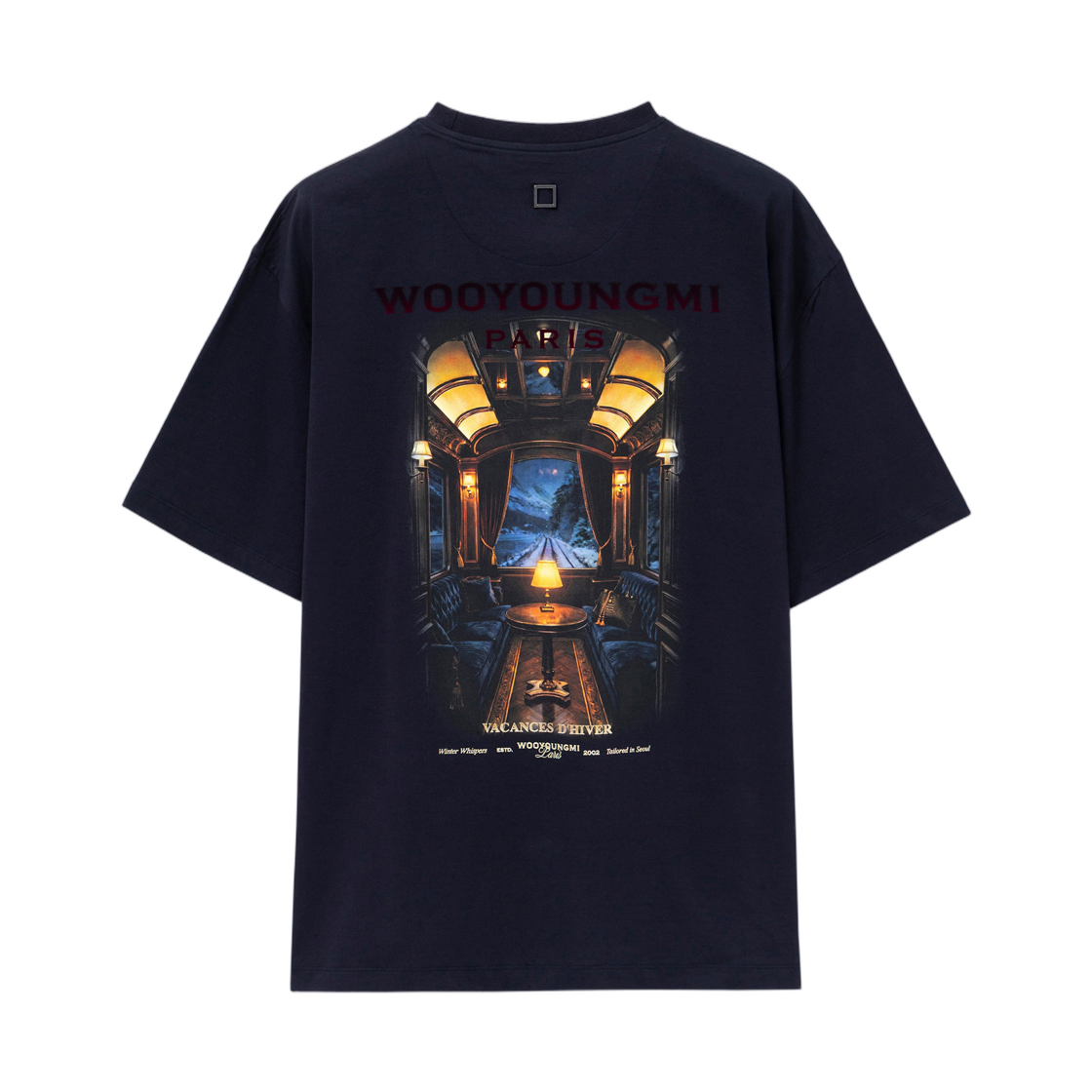 우영미 트레인 캐빈 그래픽 티셔츠 네이비 - 26FW(Wooyoungmi Train Cabin Graphic T-Shirt Navy - 26FW) - 1