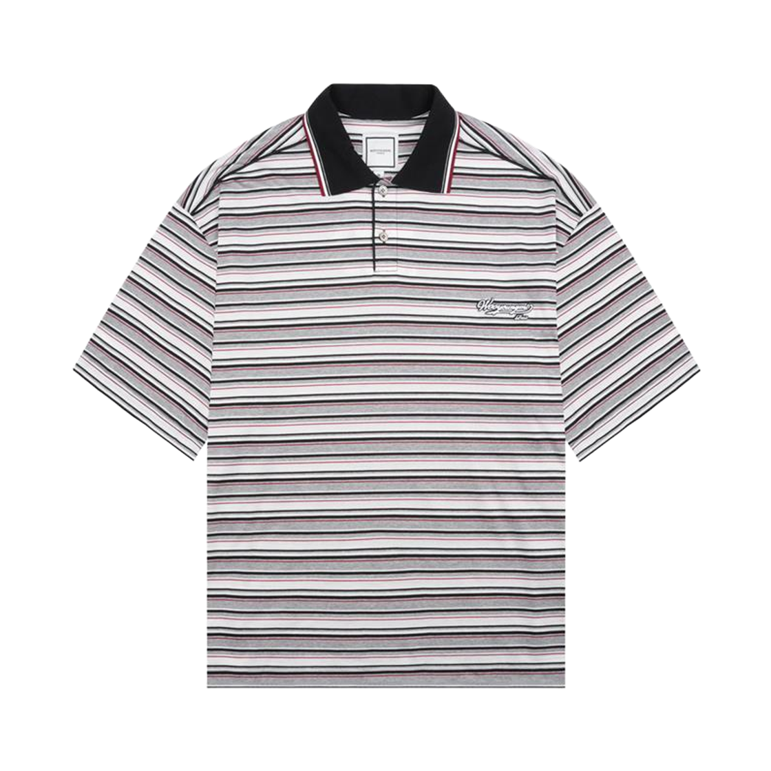 W261TS15736G Wooyoungmi Stripe Polo T-Shirt Grey - 26SS
