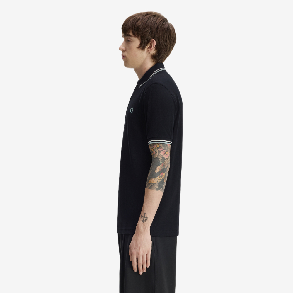 프레드페리 M3600 트윈 팁 프레드페리 셔츠 네이비 에크루 실버블루(Fred Perry M3600 Twin Tipped Fred Perry Shirt Navy Ecru Silver Blue) - 3