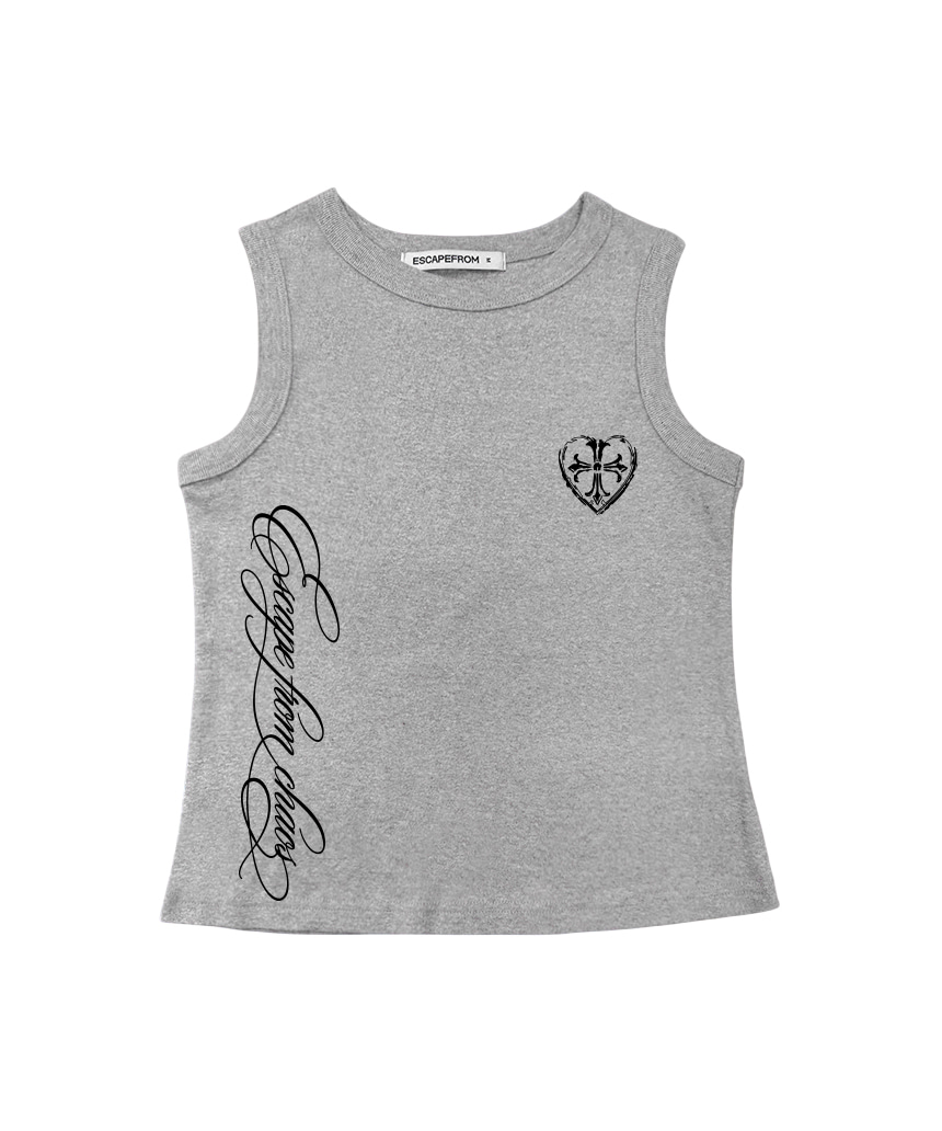 이스케이프프롬 ESCF 레터링 크로스 프린트 슬리브리스 마젠타(Escapefrom ESCF Lettering Cross Print Sleeveless Top Magenta) - 4