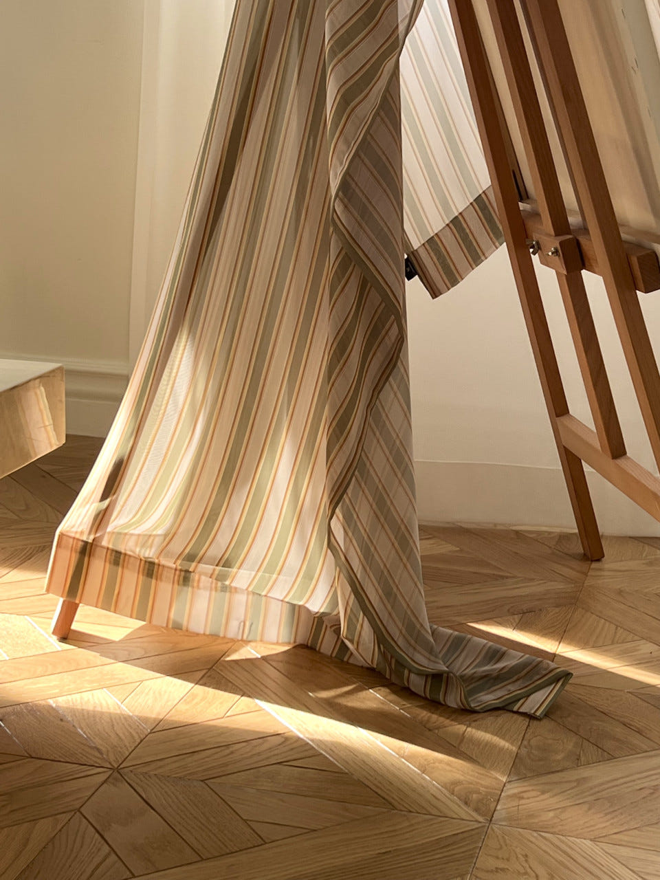 무성화 우디 그린 스트라이프 가리개 가림막 쉬폰 커튼 135x230cm(MUSEONGHWA Woody Green Stripe Chiffon Curtain 135x230cm) - 2