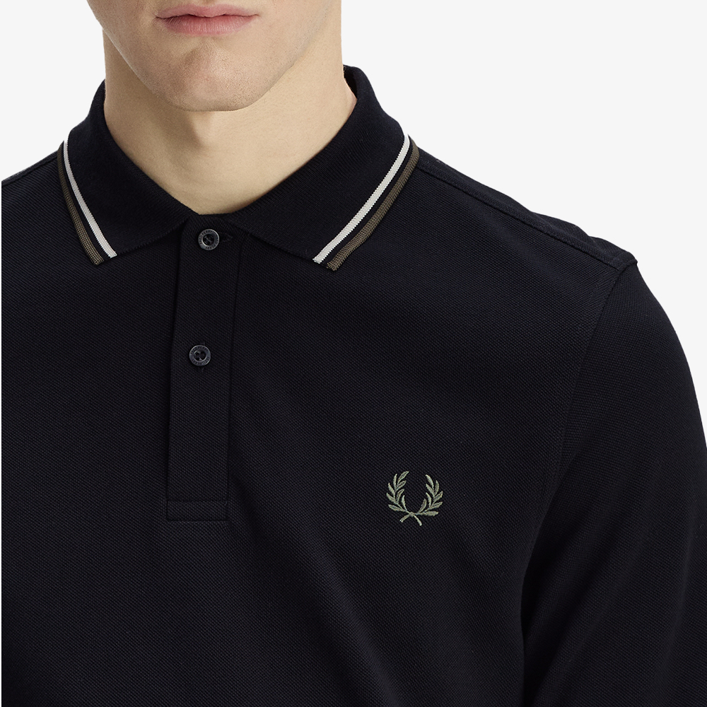 프레드페리 M3636 롱슬리브 트윈 팁 프레드페리 셔츠 블랙 에크루 로렐리스그린(Fred Perry M3636 L/S Twin Tipped FP Shirt Black Ecru Laurel Wreath Green) - 4