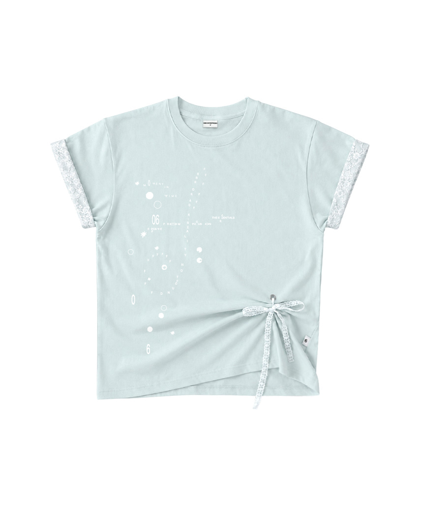 이스케이프프롬 레이스 롤업 스탠다드핏 반팔티 화이트(Escapefrom Lace Roll-Up Standard Fit T-Shirt White) - 3