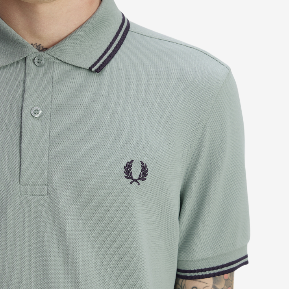 프레드페리 M3600 트윈 팁 프레드페리 셔츠 실버블루 다크에어포스(Fred Perry M3600 Twin Tipped Fred Perry Shirt Silver Blue Dark Airforce) - 6