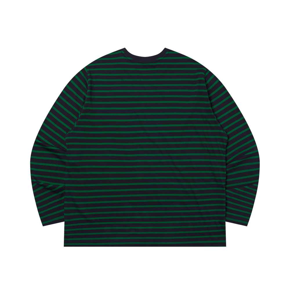 아모우 레터링 스트라이프 롱슬리브 그린(AMOU Lettering Stripe Long Sleeve Green) - 2