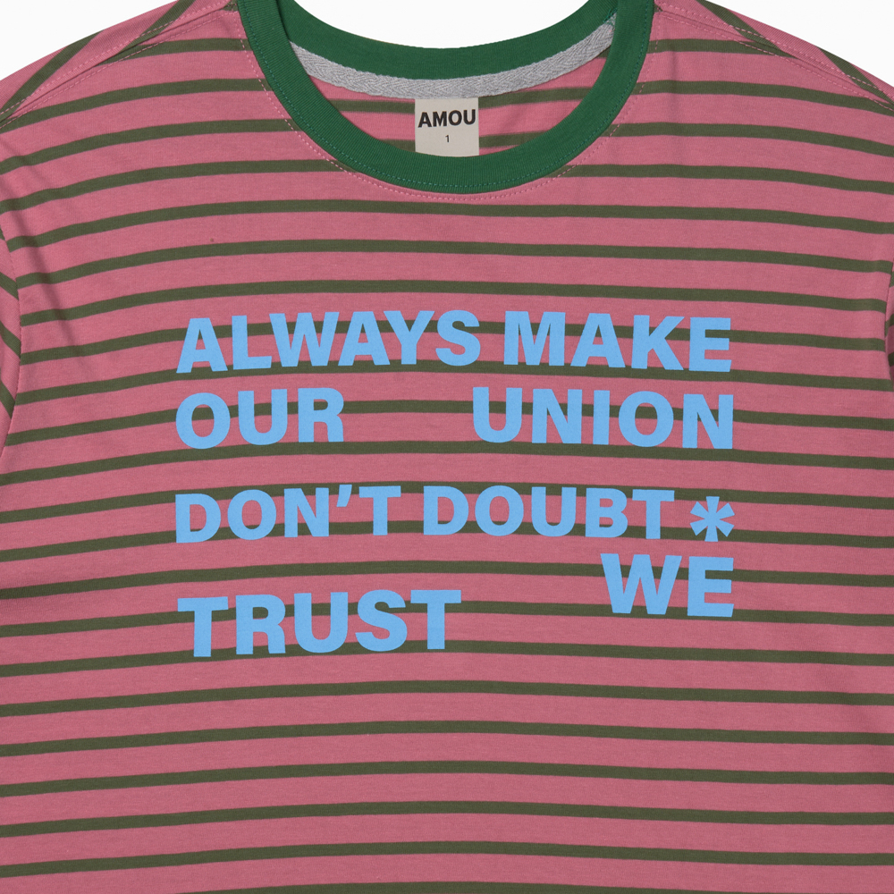 아모우 레터링 스트라이프 롱슬리브 핑크(AMOU Lettering Stripe Long Sleeve Pink) - 3