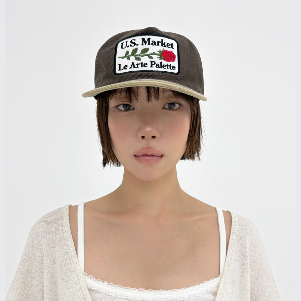 언스테디마켓 로즈 패치 캡 카키브라운(UnsteadyMarket Rose Patch Cap_Khaki Brown) - 2