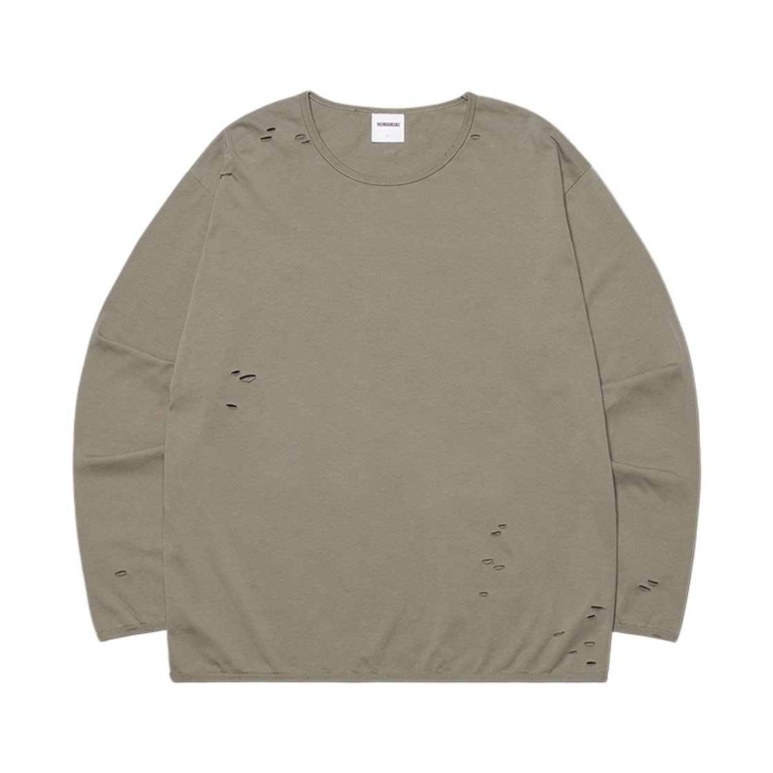 NMWF52LS05WGY NOMANUAL Damaged Long Sleeve Tee Warm Gray