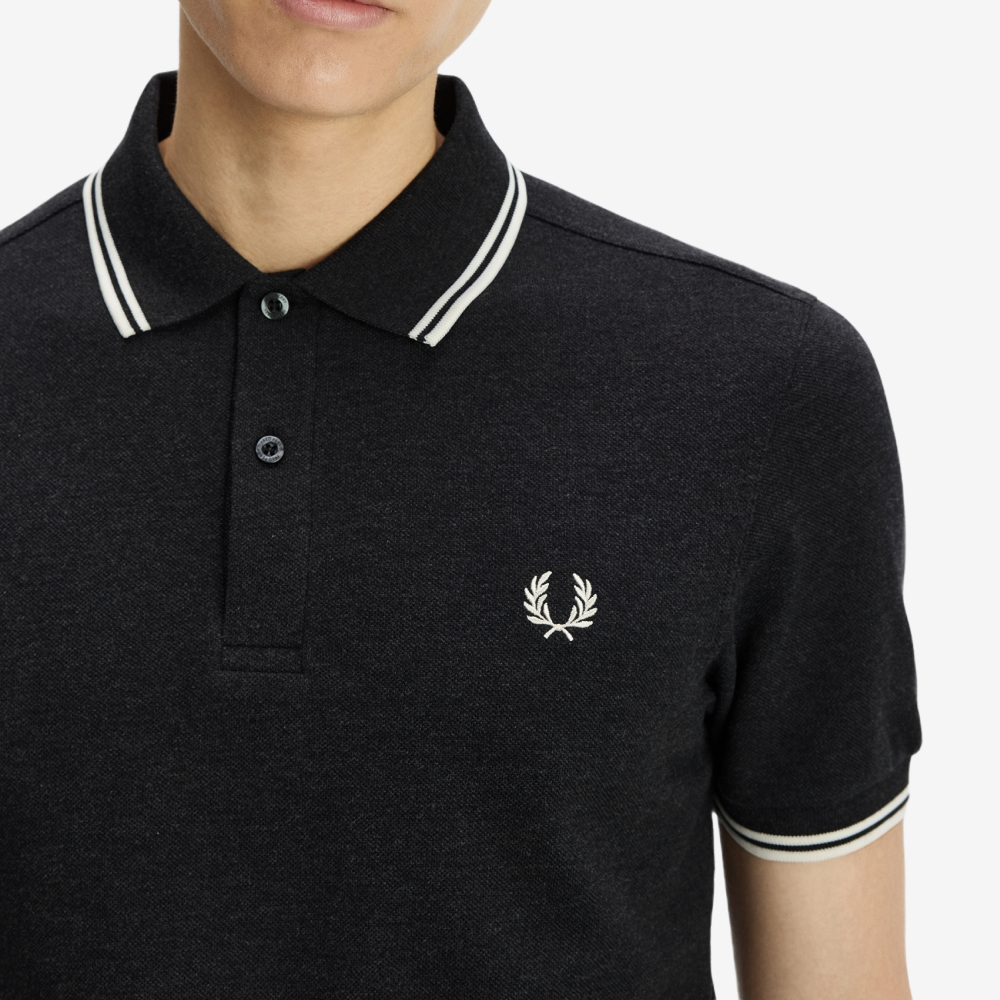 프레드페리 M3600 트윈 팁 프레드페리 셔츠 차콜말 에크루(Fred Perry M3600 Twin Tipped Fred Perry Shirt Charcoal Marl Ecru) - 5