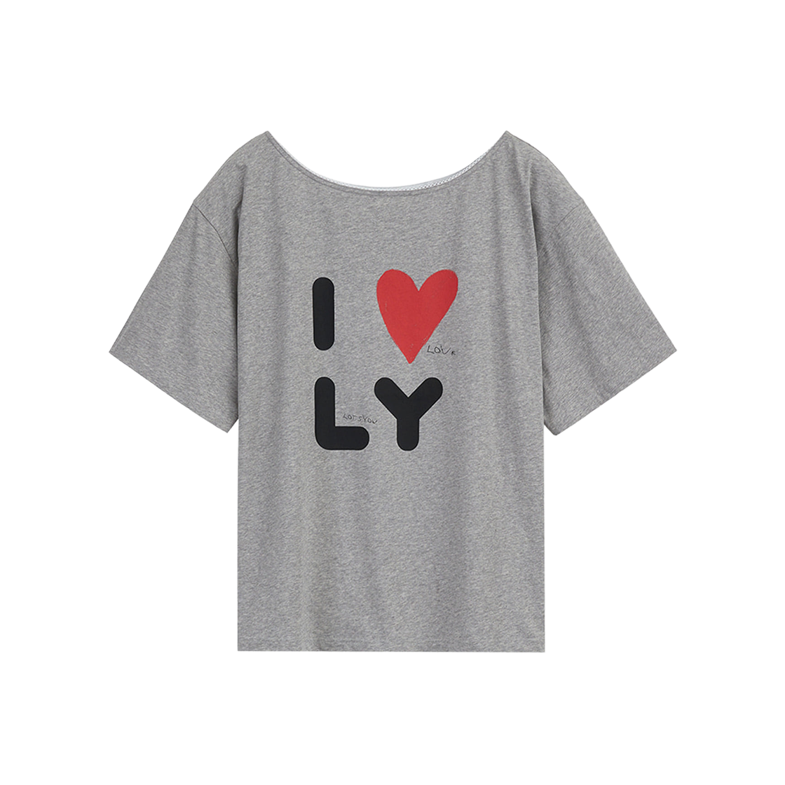 라츠유 아이 러브 유 레이스 티 멜란지 그레이(LOTS YOU I Love You Lace Tee Melange Gray) - 1
