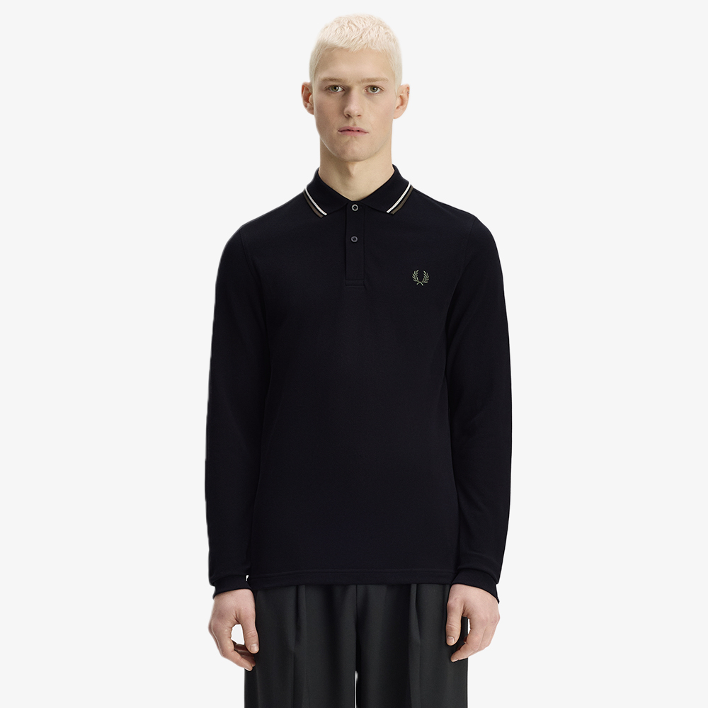 프레드페리 M3636 롱슬리브 트윈 팁 프레드페리 셔츠 블랙 에크루 로렐리스그린(Fred Perry M3636 L/S Twin Tipped FP Shirt Black Ecru Laurel Wreath Green) - 2