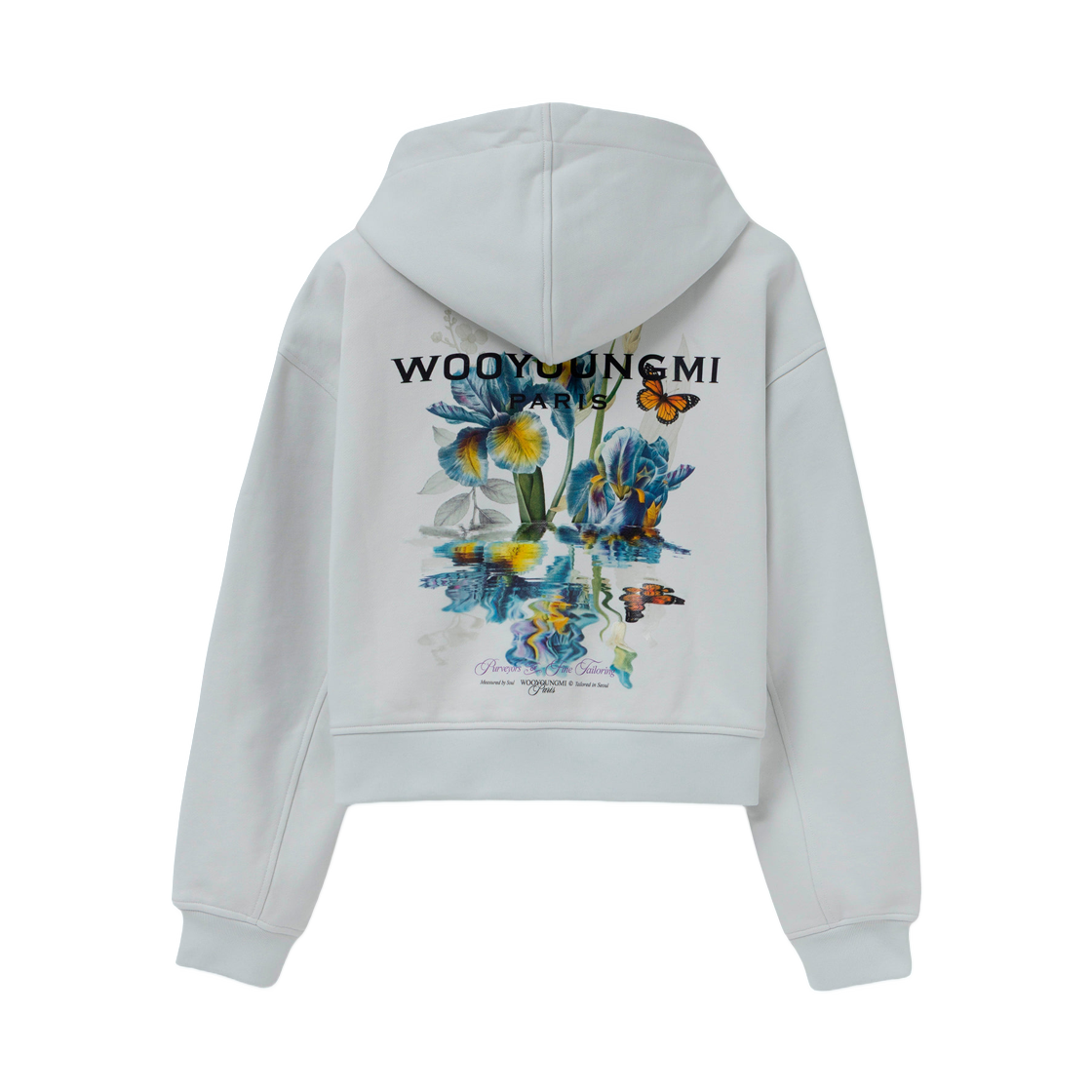 M261TS36745L (W) Wooyoungmi Flower Back Logo Zip-Up Hoodie Light Blue - 26SS