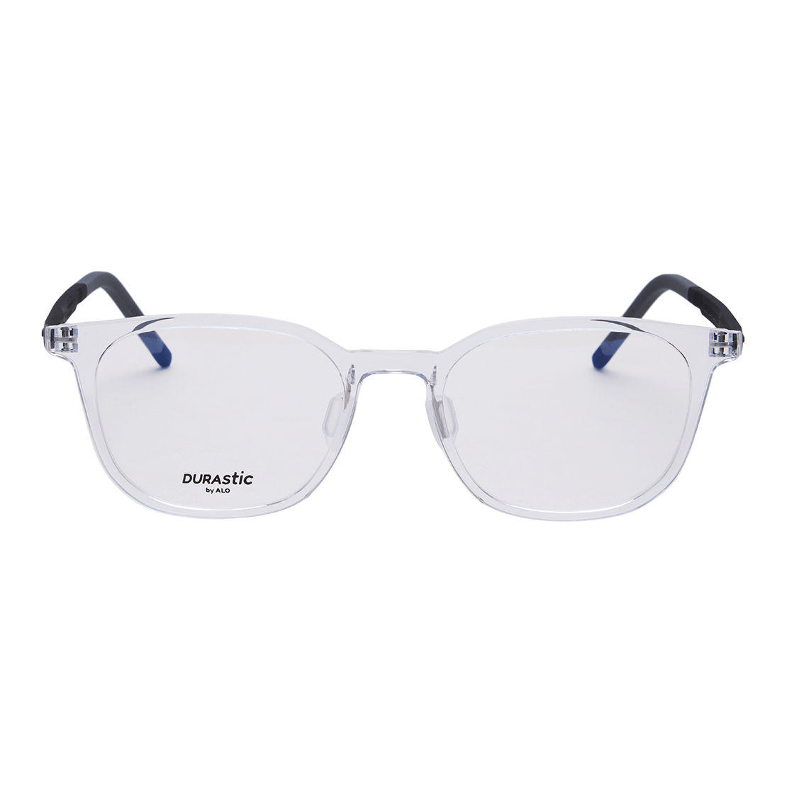 알로아이웨어 [DURASTIC] DRG5603 2009G 웰링턴 스퀘어 실리콘 안경테 클리어/블랙(ALO EYEWEAR [DURASTIC] DRG5603 2009G Wellington Square Silicone Eyeglass Frame Clear/Black)