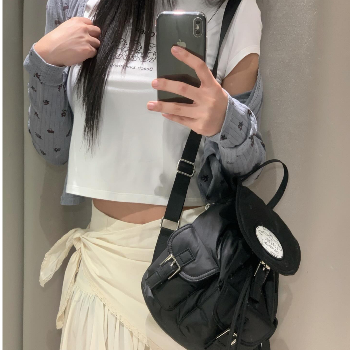 라츠유 노스텔지아 츄비 백팩 블랙(LOTS YOU Nostalgia chubby Backpack Black) - 3