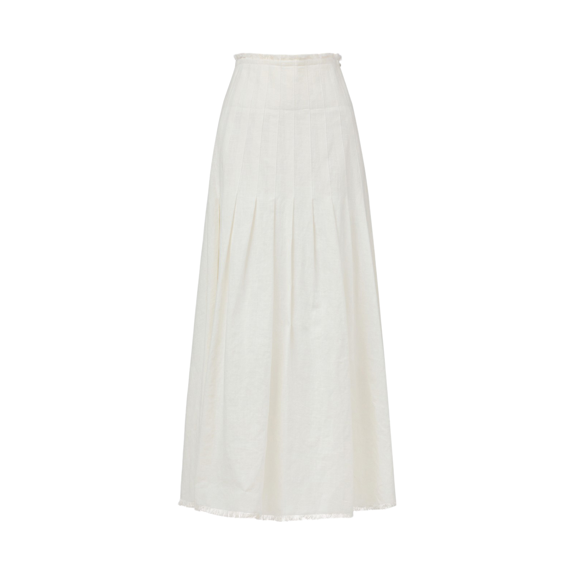 (W) 쿠메 린넨 플리츠 롱 스커트 아이보리((W) KUME Linen Pleated Long Skirt - Ivory)