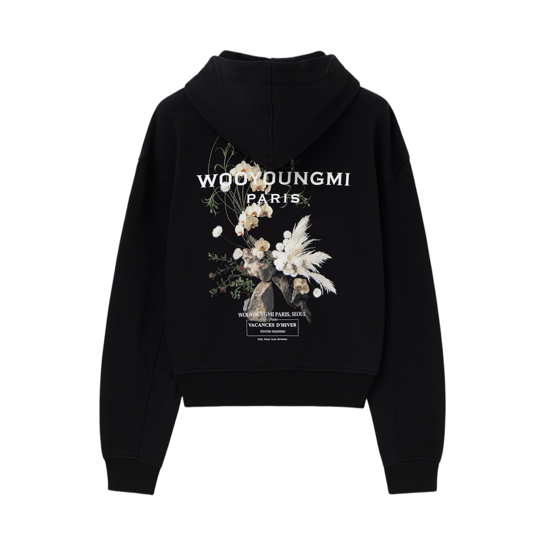M263TS36742B (W) Wooyoungmi Flower Back Logo Hooded T-Shirt Black - 26FW