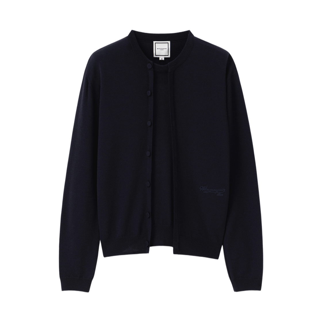 W261KN12516N Wooyoungmi Layered Wool Cardigan Navy - 26SS