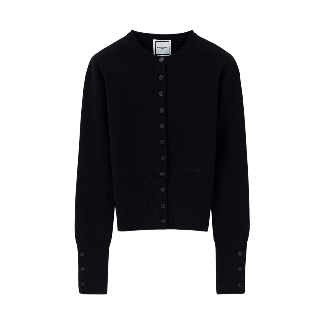 M263KN05501B (W) Wooyoungmi Round Neck Semi Cropped Cardigan Black - 26FW