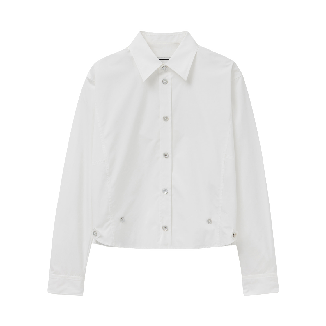 M263SH09844W (W) Wooyoungmi Cropped Banding Shirt White - 26FW