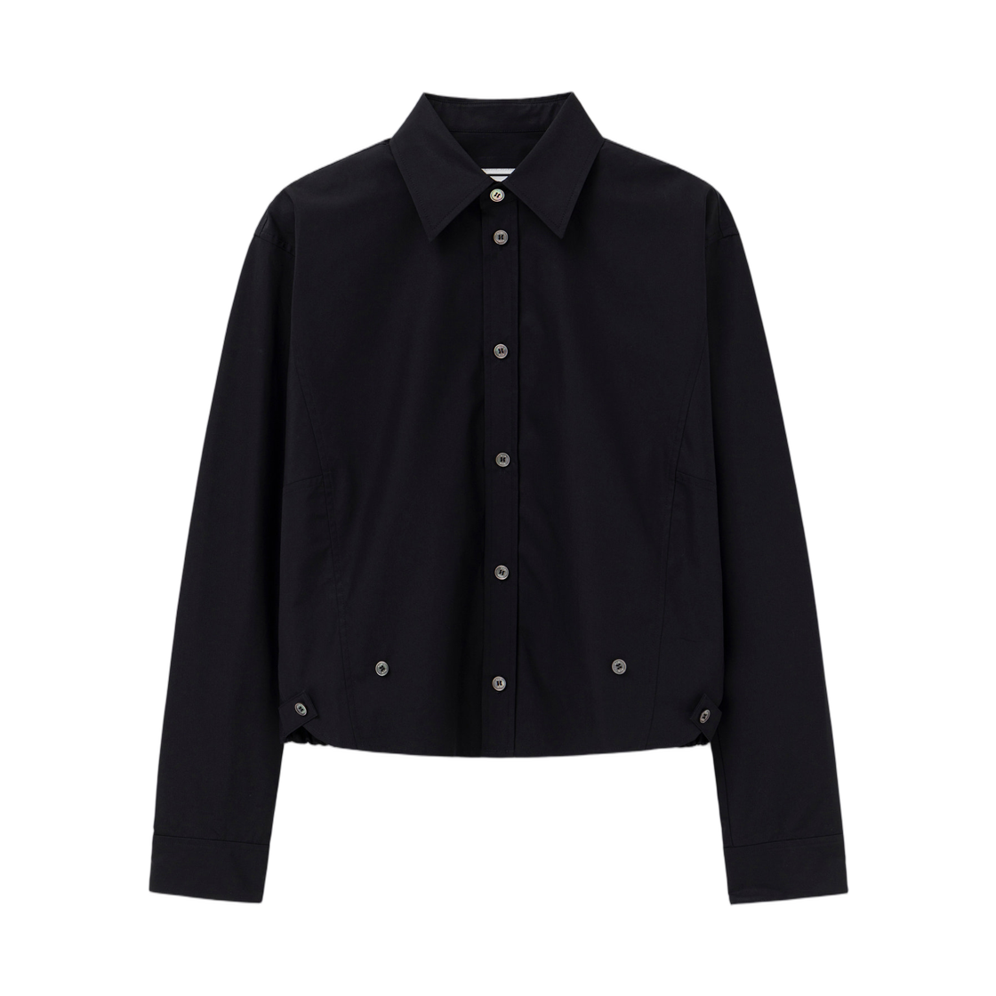 M263SH09845B (W) Wooyoungmi Cropped Banding Shirt Black - 26FW