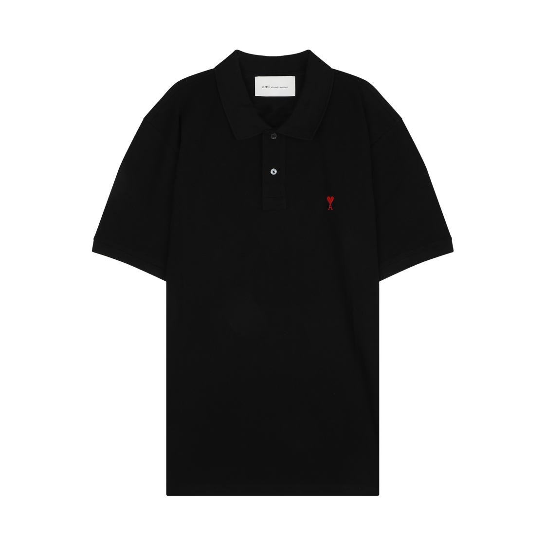 [25% 쿠폰] 아미 스몰 하트 로고 폴로 셔츠 블랙([25% 쿠폰] AMI de Coeur Polo Shirt Black) - 1