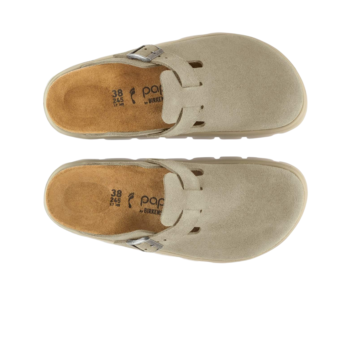 (W) 버켄스탁 보스턴 청키 스웨이드 레더 토프 - 내로우((W) Birkenstock Boston Chunky Suede Leather Taupe - Narrow) - 2
