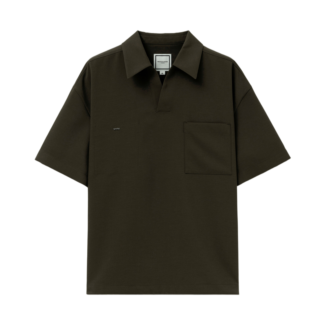 W261TS18929K Wooyoungmi Open Collar T-Shirt Khaki - 26SS