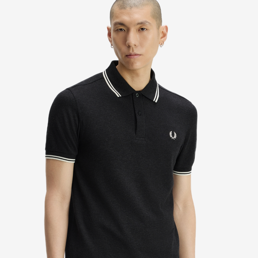 프레드페리 M3600 트윈 팁 프레드페리 셔츠 차콜말 에크루(Fred Perry M3600 Twin Tipped Fred Perry Shirt Charcoal Marl Ecru) - 4