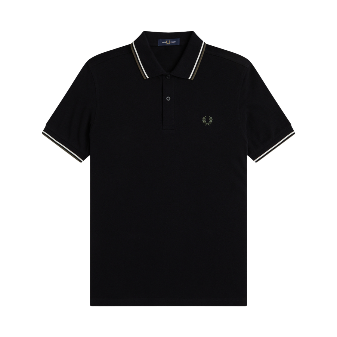 프레드페리 M3600 트윈 팁 프레드페리 셔츠 블랙 에크루 로렐리스그린(Fred Perry M3600 Twin Tipped Fred Perry Shirt Black Ecru Laurel Wreath Green)