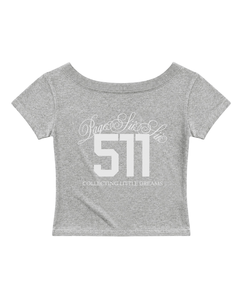 페이지시시 511 레터링 프린팅 원숄더 슬림핏 반팔티 그레이(pagesiisii 511 Lettering Print One-Shoulder Slim Fit T-Shirt Gray) - 1