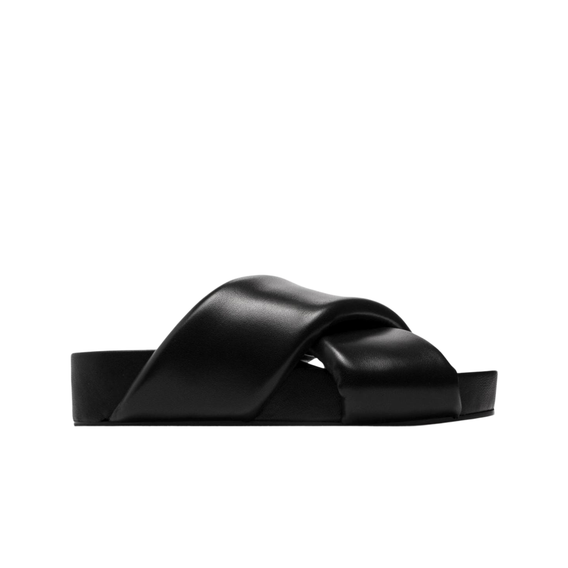 (W) 질 샌더 레더 슬라이드 블랙((W) Jil Sander Leather Slides Black) - 1