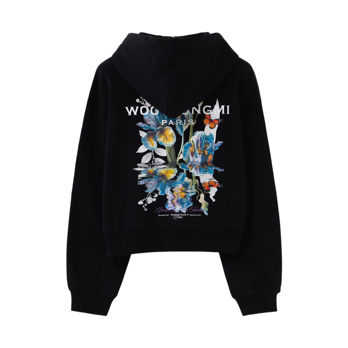 M261TS36742B (W) Wooyoungmi Flower Back Logo Zip-Up Hoodie Black - 26SS