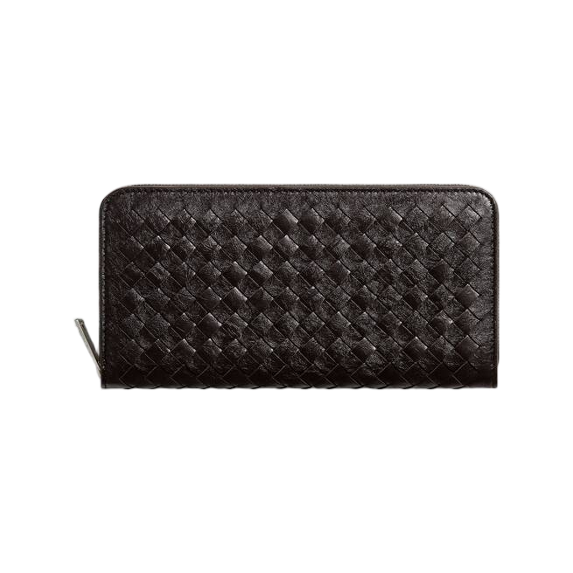 A003ADV6U302008 Bottega Veneta Woven Mycelium Zip-Around Wallet Espresso