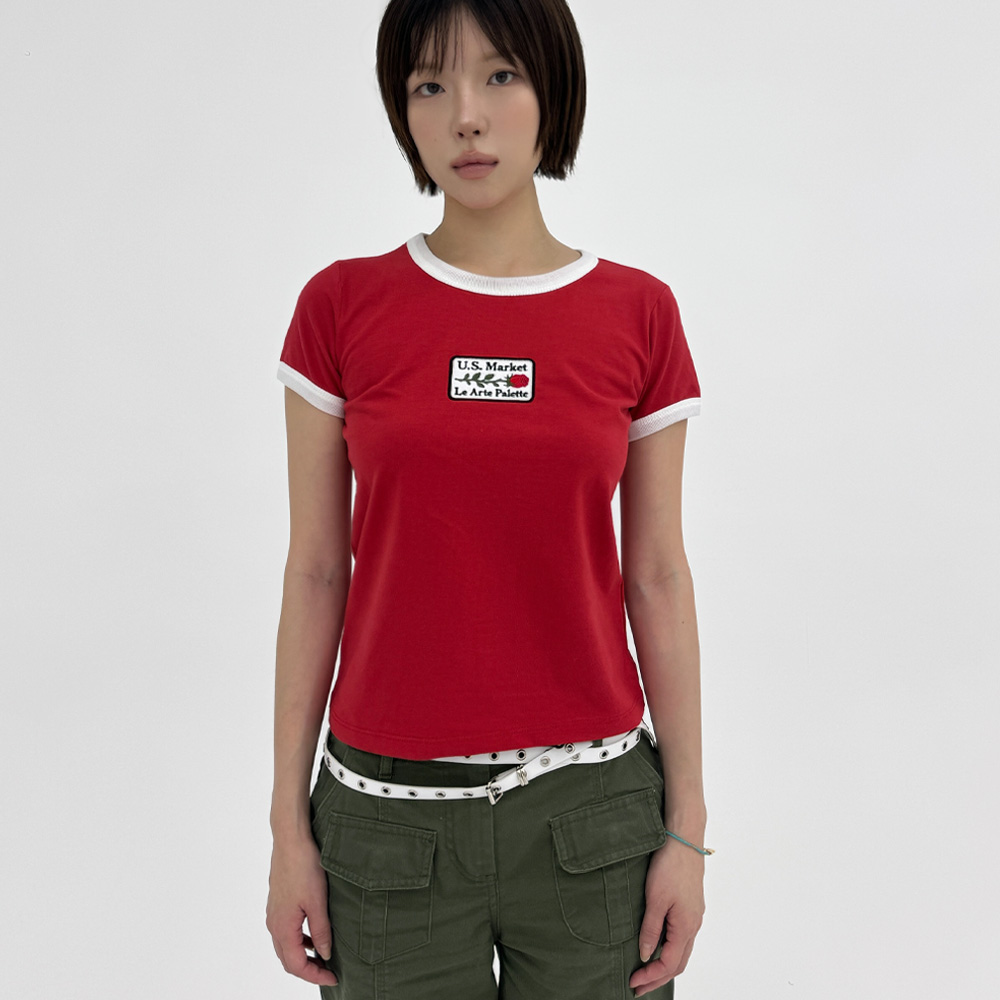 언스테디마켓 로즈 링거티 레드(UnsteadyMarket Rose Ringer Tee Red) - 2