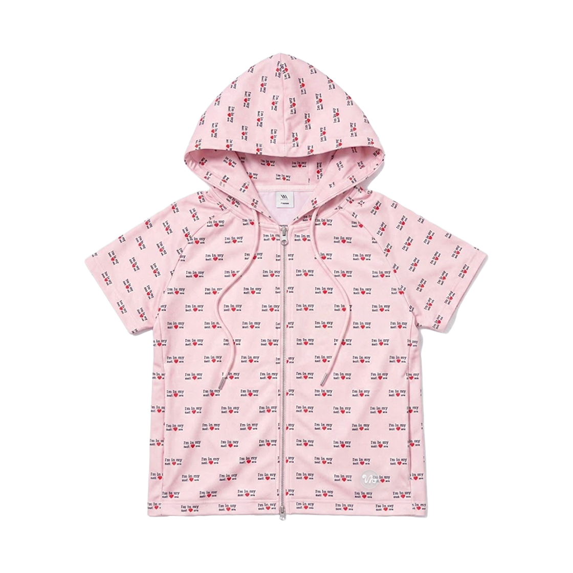 101745-0001 venhit Self Love Me Short Sleeved Hoodie Zip Up Pink