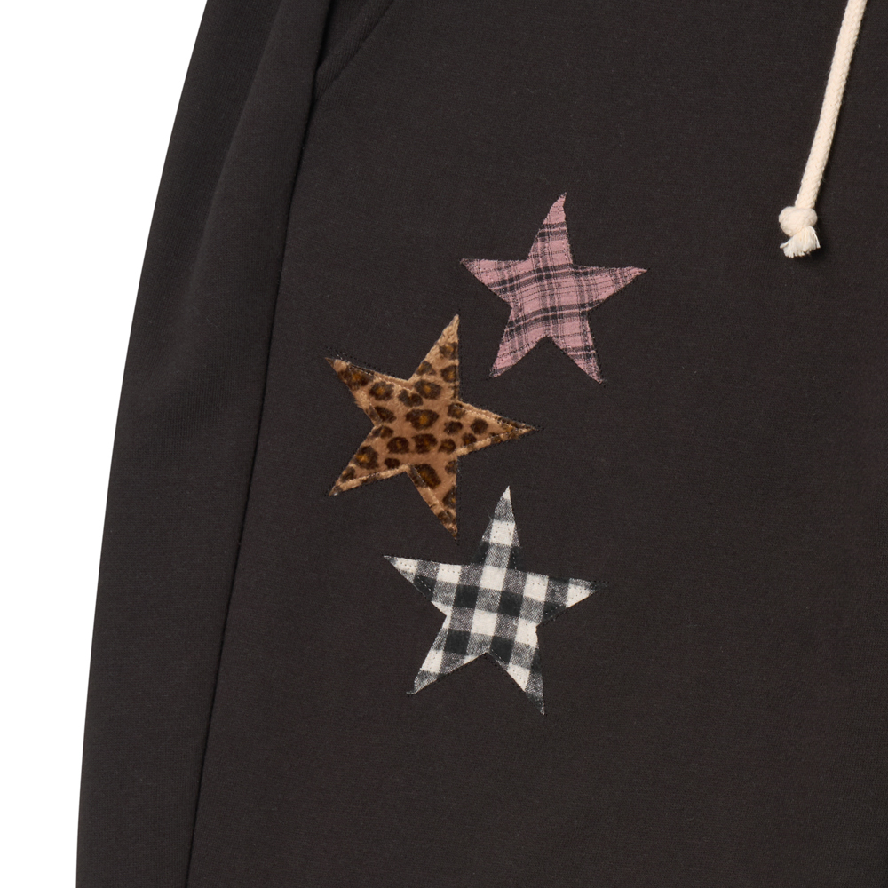 아모우 믹스 스타 아플리케 스웻 팬츠 블랙(AMOU Mix Star Applique Sweat Pants Black) - 3