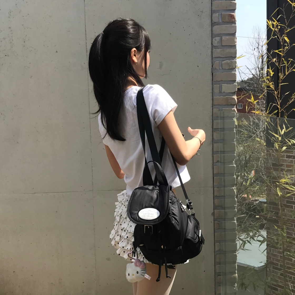 라츠유 노스텔지아 츄비 백팩 블랙(LOTS YOU Nostalgia chubby Backpack Black) - 5